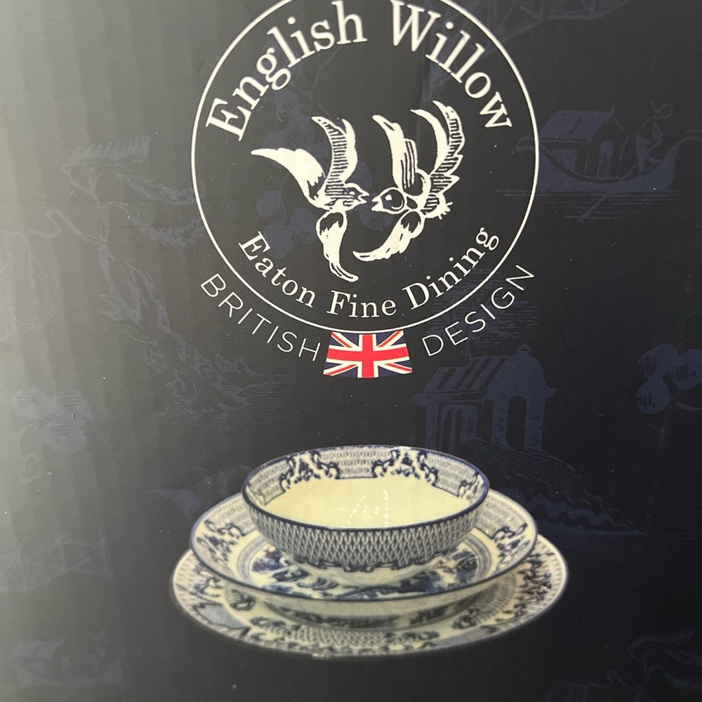 Set Of 4 English Willow Soup/Cereal Bowls Blue And White Eaton Fine Dining 6”